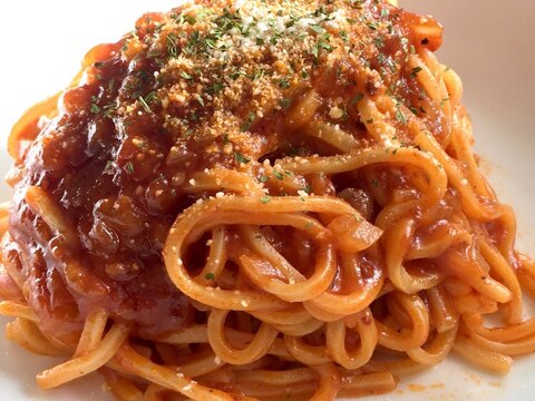 レトルトソースを格上げ★ミートスパゲティ